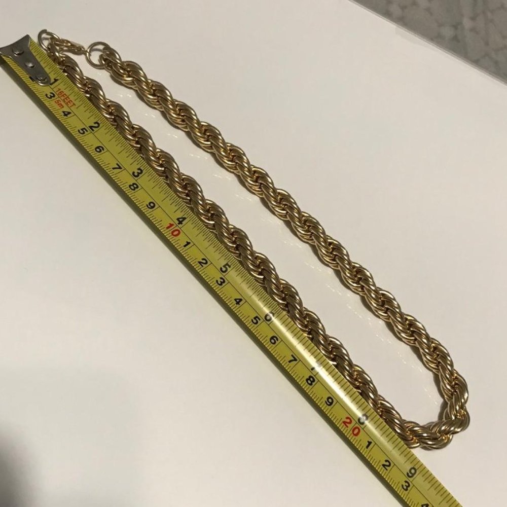 Thick Gold-Tone Rope Twist Chain Necklace - Picture 6 of 8